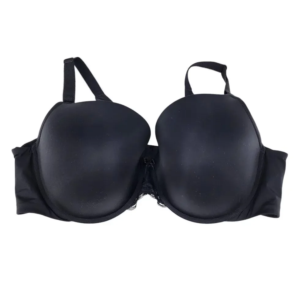 Torrid Black Underwire Full Coverage Perfect T-Shirt Push Up Bra Size 46D